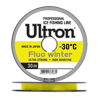 Леска ULTRON Fluo Winter 0,16 мм, 30 м, 3,1 кг, флюоресцентная