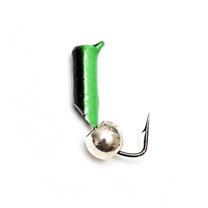 Мормышка Мастив Столбик 3 черный+зеленый, латунный шарик 0,8гр (серебро)