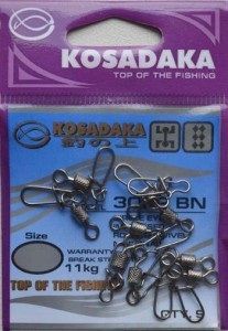 Вертлюг роликовый с "nice snap" № 6, 9кг (8шт.) Kosadaka 3022BN-6