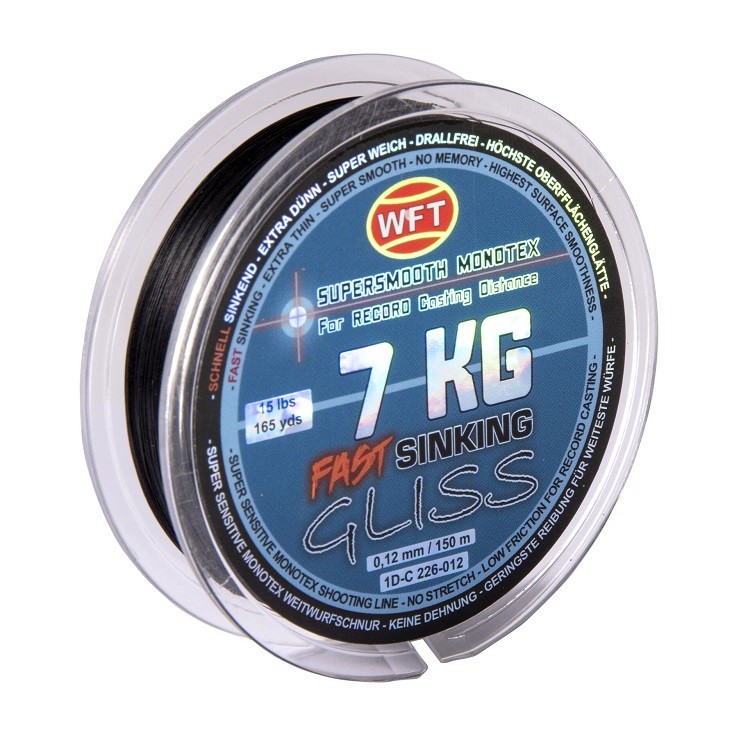 Леска плет. WFT GLISS SINKING Black 150м, 0.12мм
