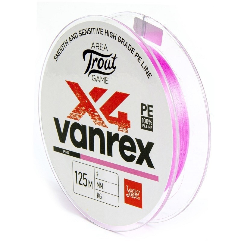 Леска плет. Lucky John Area Trout Game х4 BRAID Pink 125м #0.2