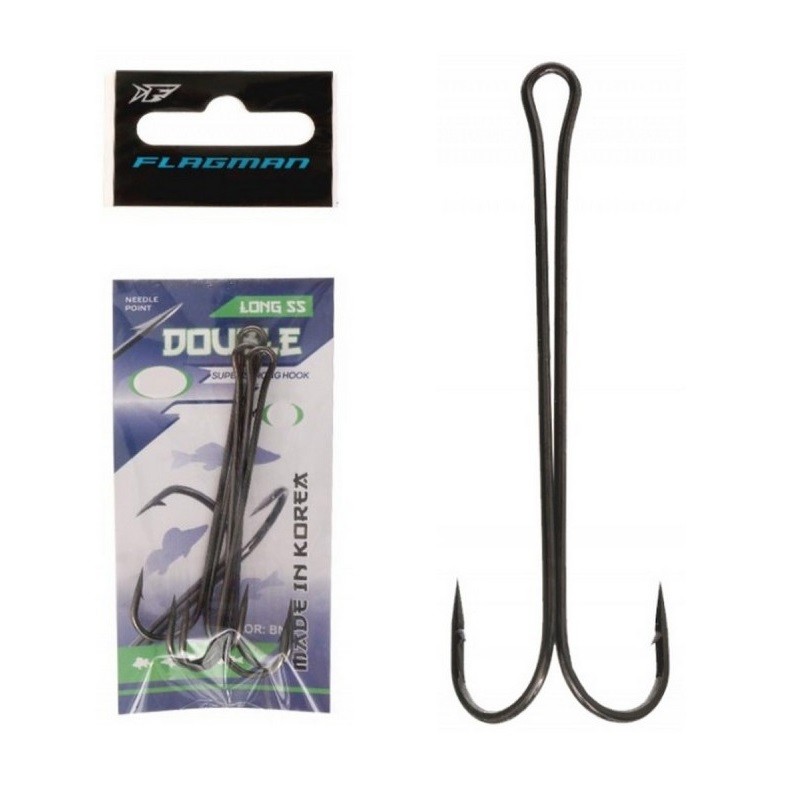 Крючок двойной Flagman DOUBLE HOOK LONG SS #1/0 (3 шт)