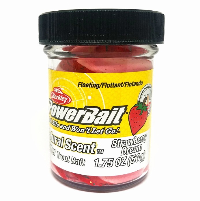 Berkley Паста форелевая плав. POWERBAIT NATURAL SCENT GLITTER Fruits Клубника 50 гр. Srawberry Dream