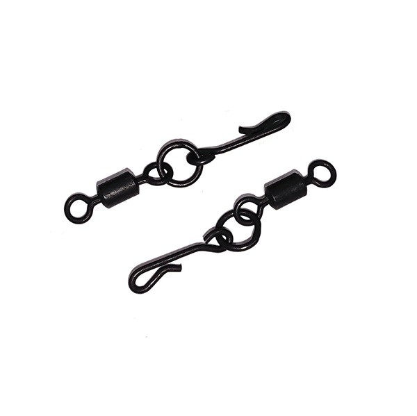 HITFISH Carp Series A-12 Вертлюг с кольцом и застежкой Heli Swivel With Quick Snap #4 MBL (4 шт/уп)