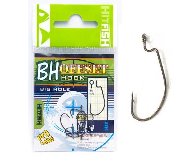 Крючок офсетный HITFISH BIG HOLE OFFSET #06 (7 шт\пач)