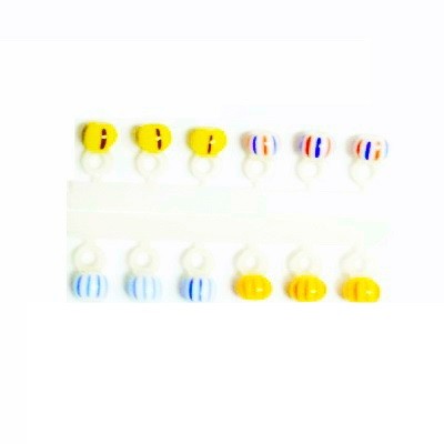 Микро-Бис Шар 2,3 мм Бело-син+Бело-крас-син+Желто-крас+Желто-черный арбуз подв. короткая  ( 12 штук)