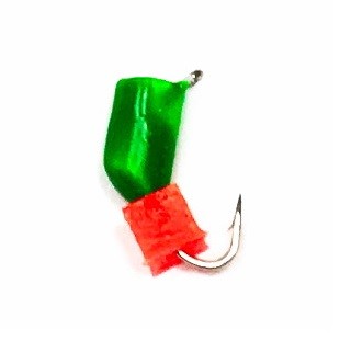 Мормышка TrueWeight "ГвоздеКубик" зеленый 3 мм, Кислотный оранж. кубик