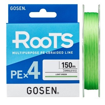 Плетеный шнур GOSEN Roots PE X4  #0.6 150м (0,128мм/5,2кг) Light Green