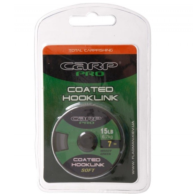 CARP PRO Поводковый материал в оболочке зеленый 15lb 7м