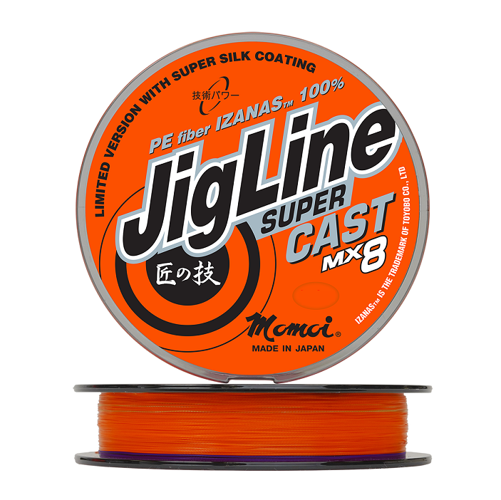 Шнур Momoi JigLine Super Cast MX8 0.16мм 13,0кг, 100м, оранжевый/фиолет