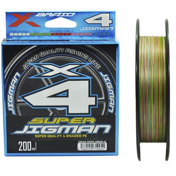 Шнур YGK X-Braid Super Jig Man X4 200m #1.0. 0,165мм (8,2 кг)
