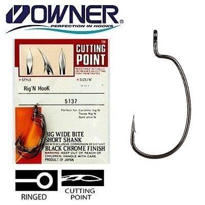 Офсетный крючок OWNER 5137-4/0, черный BC, 5 шт.уп.