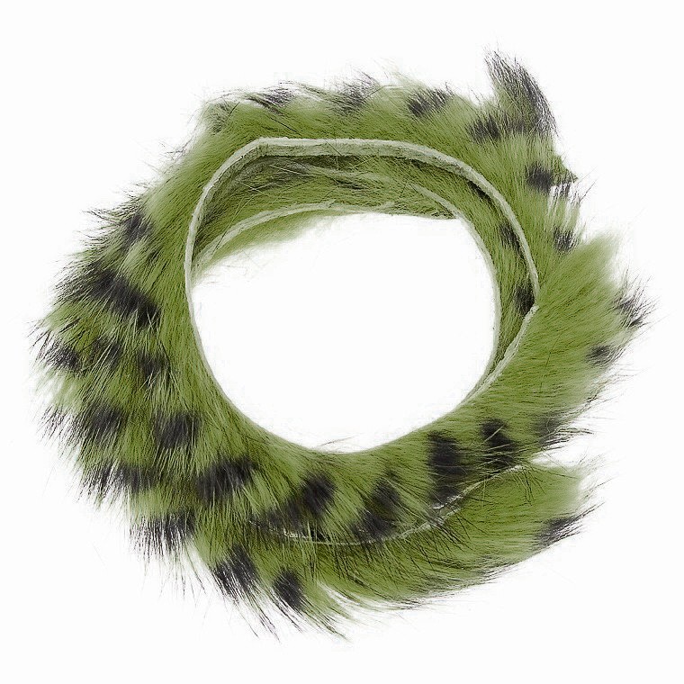 HENDS Полоски меха кролика Black Barred Rabbit Fur Zonker 6 mm Olive Lt Black barred