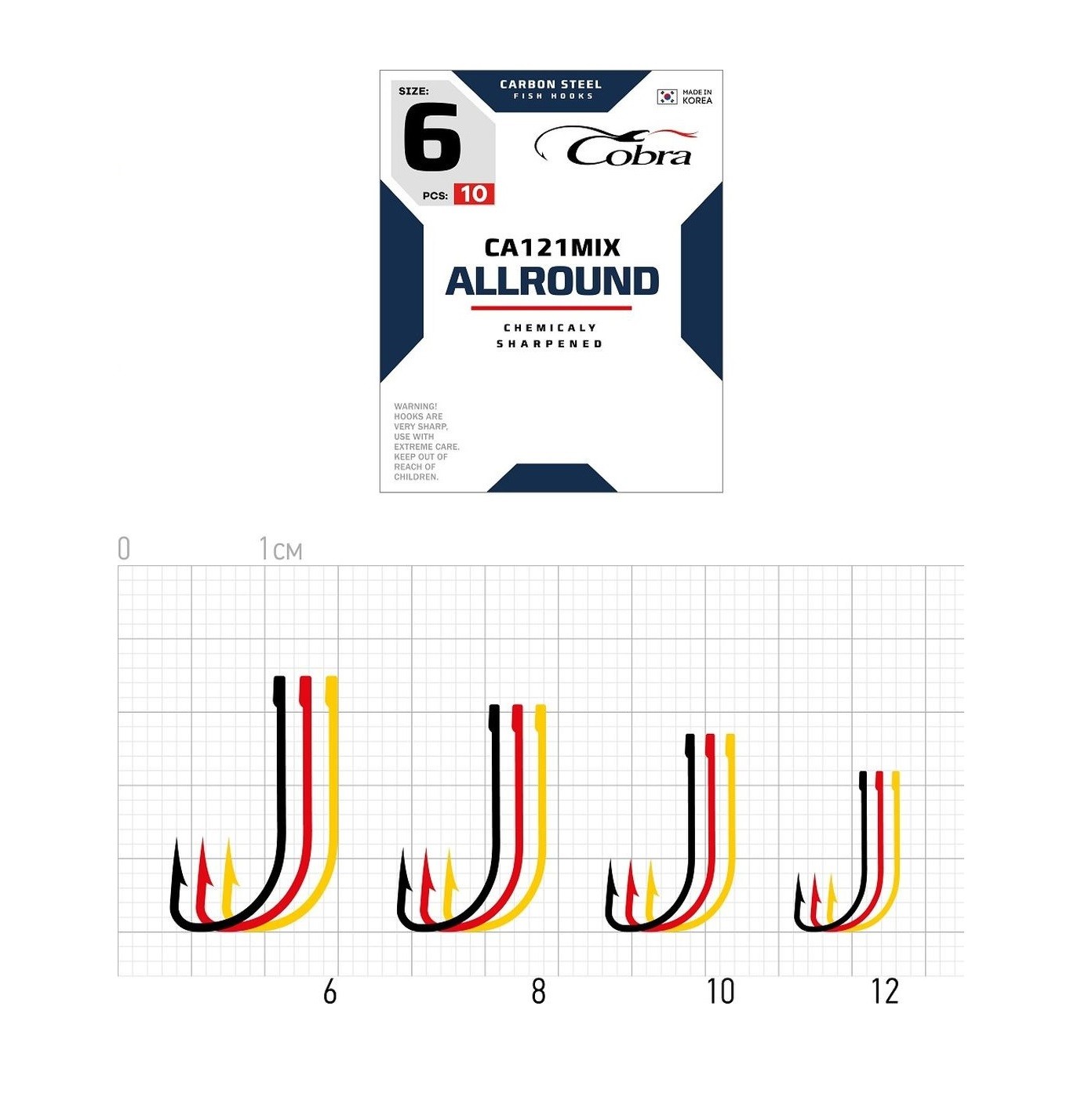 Крючки Cobra ALLROUND сер. CA121MIX разм.012 10шт.