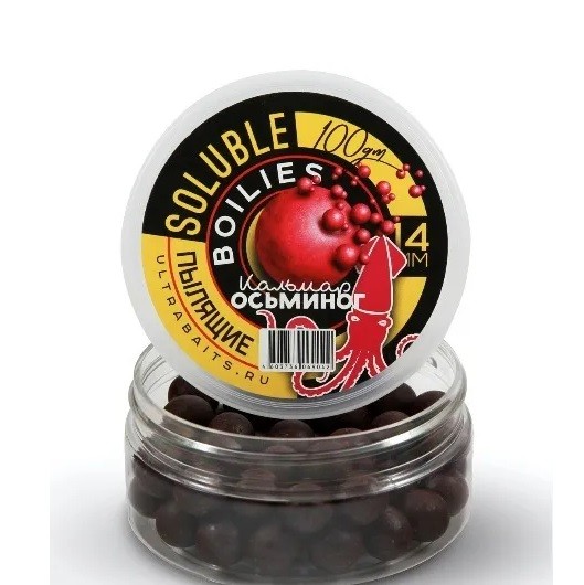 Бойлы насадочные пылящие ULTRABAITS 14 мм/100гр Кальмар-осьминог