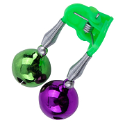 Бубенчик двойной Латунь цветной с пласт.зажимом 