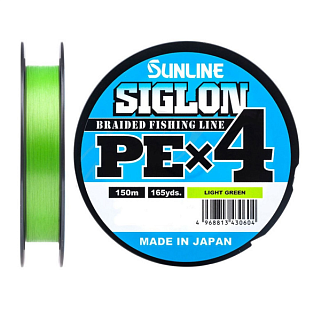 Плетеный шнур Sunline SIGLON PEx4 150m  #0.2  3lb, 1.6кг, light green