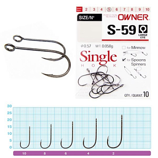 Крючок OWNER 51580 (S-59) #02, 6 шт