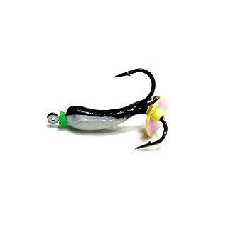 Мормышка вольфр. Золотой Плес Чертик-банан 3х10мм с петлей черно-фосфорный 0,9 гр