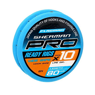 Поводок готовый Flagman Sherman Pro Wide Gape Ready Rigs №12, 0,148мм, 80см (10шт)