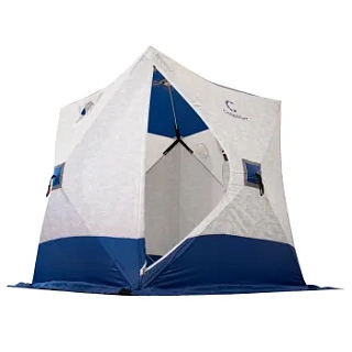 Палатка зимняя куб СЛЕДОПЫТ 1,5*1,5*1,7м, 2-х мест., Oxford 210D PU 1000, бел/синий с принтом