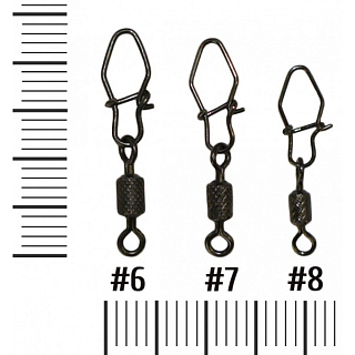 Застежка с вертлюгом HITFISH X-Patten Rolling Swivel With V-Snap #7 (34lb/15kg) (7 шт/уп )