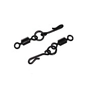 HITFISH Carp Series A-12 Вертлюг с кольцом и застежкой Heli Swivel With Quick Snap #4 MBL (4 шт/уп)