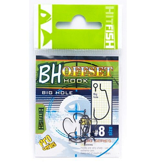 Крючок офсетный HITFISH BIG HOLE OFFSET #08 (7 шт\пач)