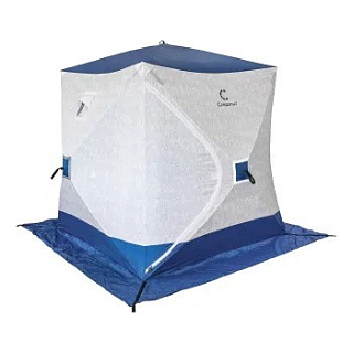 Палатка зимняя куб СЛЕДОПЫТ 1,8*1,8*2,0м, 3-х мест., Oxford 210D PU 1000, бел/синий (с принтом)