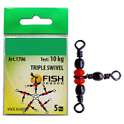 Вертлюжок FS на три направления, красная бусина №14х16 (10кг) (5шт.) арт.1706