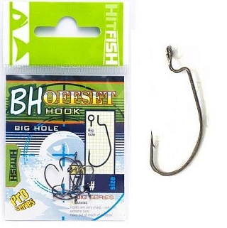 Крючок офсетный HITFISH BIG HOLE OFFSET #08 (7 шт\пач)