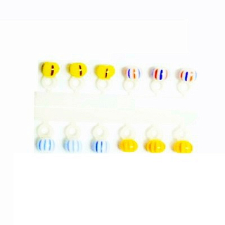 Микро-Бис Шар 2,3 мм Бело-син+Бело-крас-син+Желто-крас+Желто-черный арбуз подв. короткая  ( 12 штук)