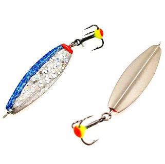 Зимняя блесна MF Ice "Лиговка 3" 37мм подвес мельхиор - голубой малек