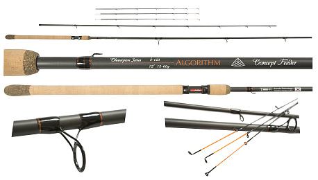 AIKO удилище фидерное Algorithm i-123  375cm  15-60g  3 секции  2+3  (0.5; 1.0; 1.5)  fast, carbon 3