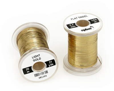 Sybai Плоский люрекс Flat Tinsel, 0.4 mm, Light Gold