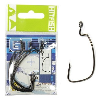 Крючок офсетный HITFISH GT Offset Hook  #6/0 (4 шт\пач)