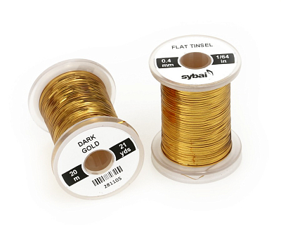 Sybai Плоский люрекс Flat Tinsel, 0.4 mm, Dark Gold