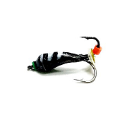 Мормышка вольфр. Золотой Плес Чертик-уралка 4х10мм с петлей черный с полосками 1,2 гр