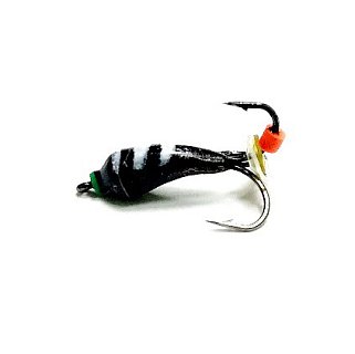 Мормышка вольфр. Золотой Плес Чертик-уралка 4х10мм с петлей черный с полосками 1,2 гр