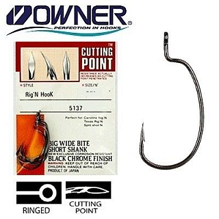 Офсетный крючок OWNER 5137-4/0, черный BC, 5 шт.уп.