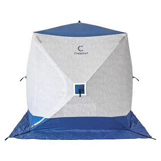 Палатка зимняя куб СЛЕДОПЫТ 1,8*1,8*2,0м, 3-х мест., Oxford 210D PU 1000, бел/синий (с принтом)