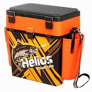Зимний рыболовный ящик TROUT (19л) оранжевый с карманами Helios 