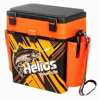 Зимний рыболовный ящик TROUT (19л) оранжевый с карманами Helios 