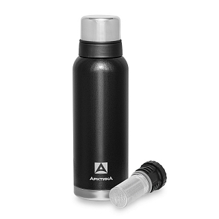 Термос Арктика 106-1200С-ВК 1,2 л (узкое горло) с ситечком черный