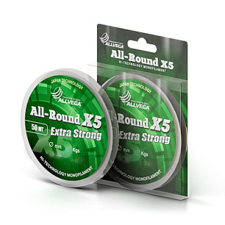 Леска Allvega ALL-Round X5 50м, 0,08мм, 0,87 кг