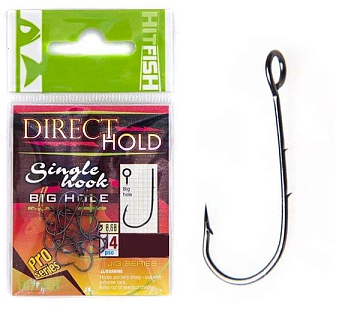 Одинарный крючок с засечками HITFISH DIRECT HOLD SINGLE HOOK (с большим ухом) #10 (14 шт/пач)