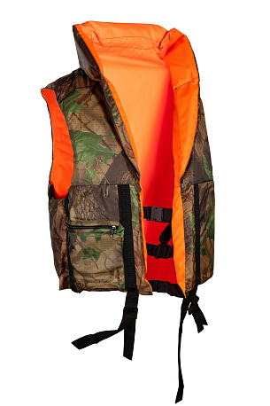 Жилет спасательный ПР Двусторонний, тк. Оксфорд, цвет Оранжевый/Лес (р 52-56/100кг)
