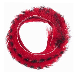 HENDS Полоски меха кролика Black Barred Rabbit Fur Zonker 6 mm Red Black barred