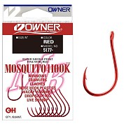 Одинарный крючок OWNER 5177-10 Red Mosquito Hook, 12шт
