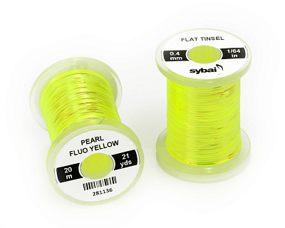 Sybai Плоский люрекс Flat Tinsel, 0.4 mm, Pearl Fluo Yellow